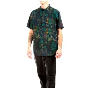 NEW Gotcha Smithson SS Woven Short Sleeve Button Down Shirt Green Psychedelic S